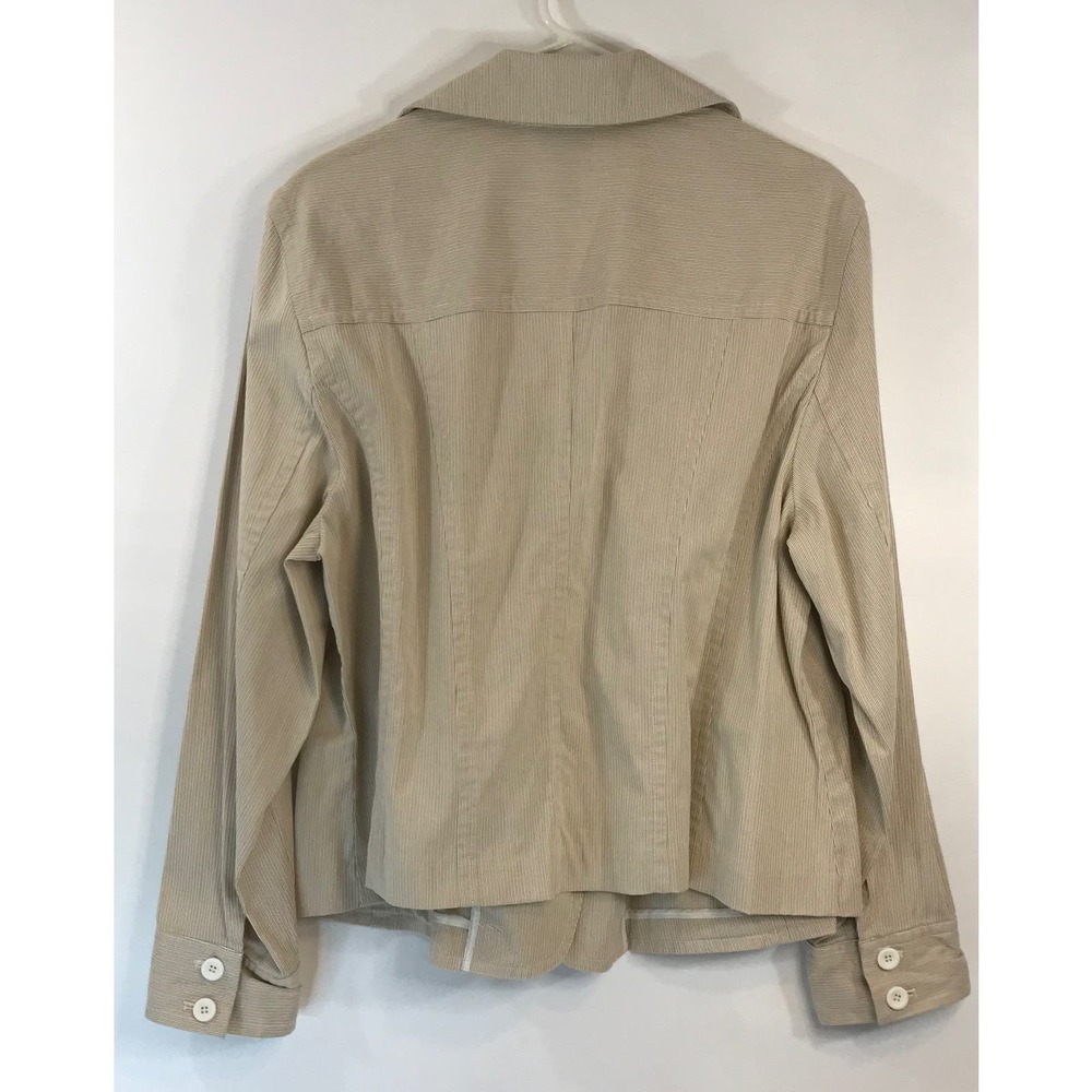 Rafaella Women Jacket Blazer Dobby Stripe Cream Cotton Two Buttons Size 20W - Picture 2 of 12
